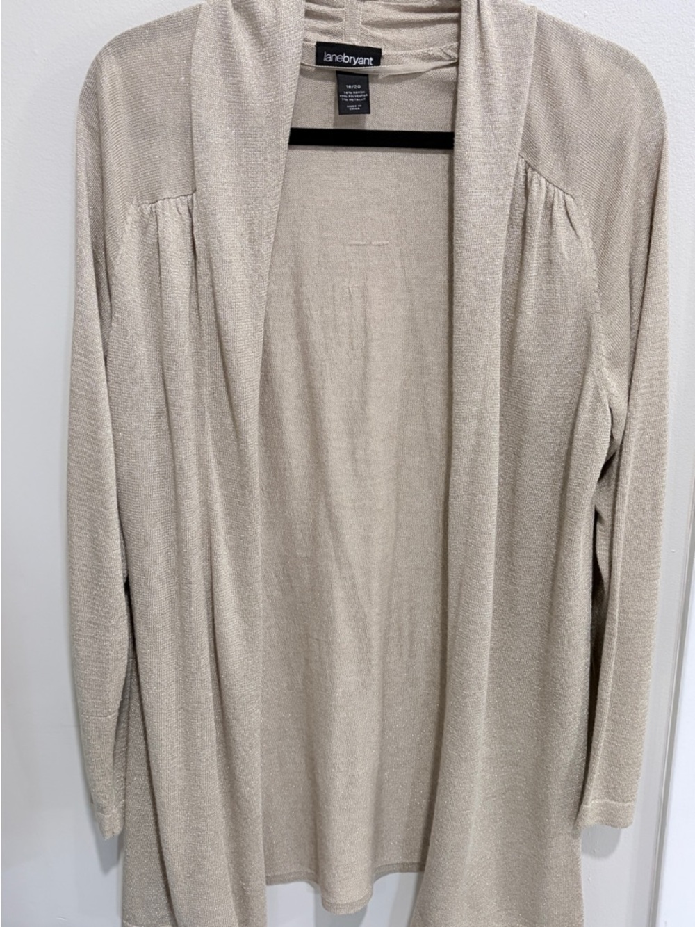 Lane Bryant Beige Shimmer Open-Front Cardigan Plus size 18 / 20